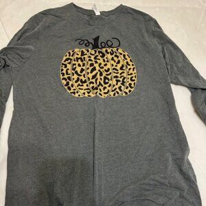 Long Sleeve Grey Cheetah Pumpkin Shirt
